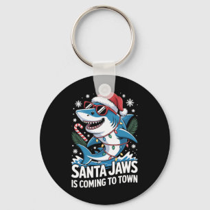 Summer Santa Jaws Vacation Christmas In July Shark Key Ring