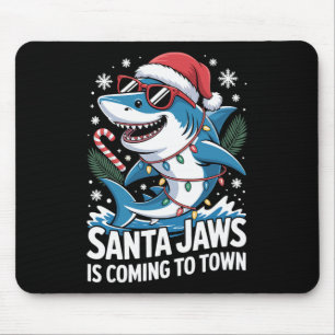Summer Santa Jaws Vacation Christmas In July Shark Mouse Pad