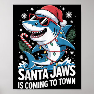 Summer Santa Jaws Vacation Christmas In July Shark Poster