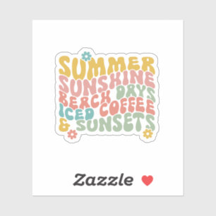 Summer Saying Retro Beach Iced Coffee Sunsets