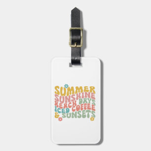 Summer Saying Retro Beach Iced Coffee Sunsets Luggage Tag