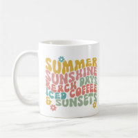 Summer Saying Retro Beach Iced Coffee Sunsets