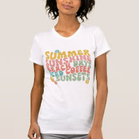 Summer Saying Retro Beach Iced Coffee Sunsets