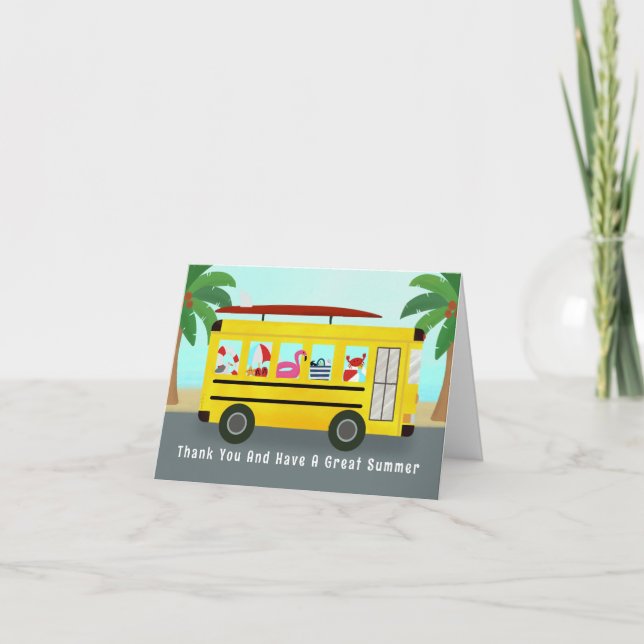 Summer School Bus Driver End Of Year Thank You Card (Front)