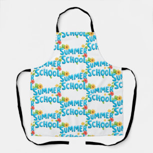 Summer School - Summer School Text with Flowers Apron