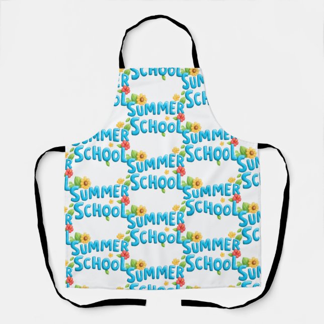 Summer School - Summer School Text with Flowers Apron (Front)