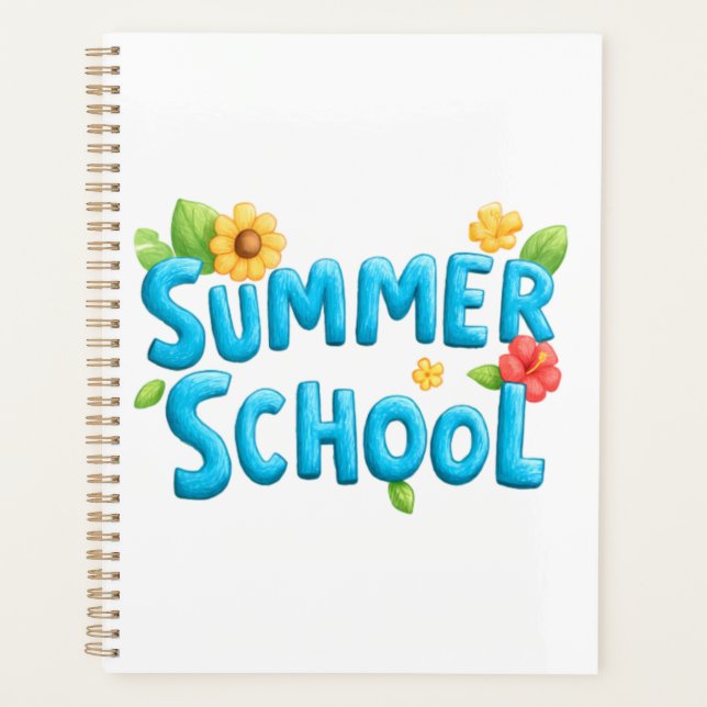 Summer School - Summer School Text with Flowers Planner (Front)