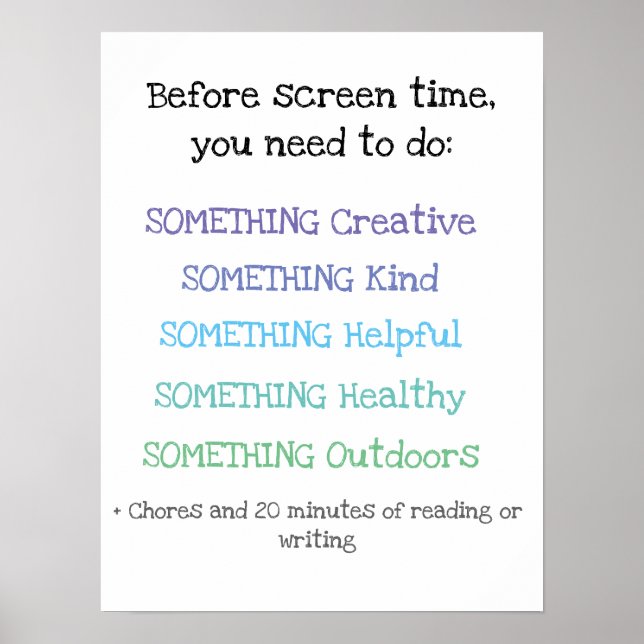 Summer Screen Time Rules simple poster (Front)
