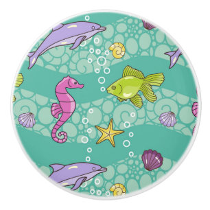 Summer Sea Pattern Ceramic Knob