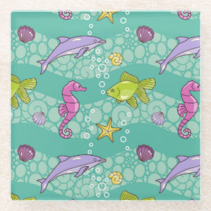 Summer Sea Pattern Glass Coaster
