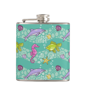 Summer Sea Pattern Hip Flask