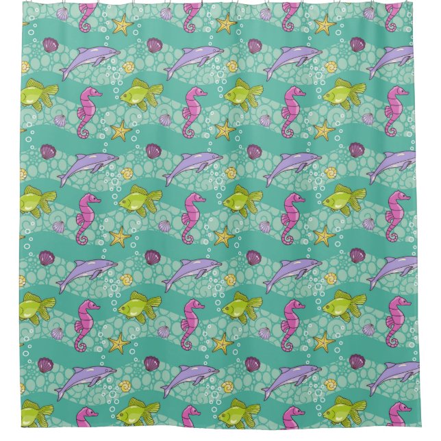 Summer Sea Pattern Shower Curtain (Front)