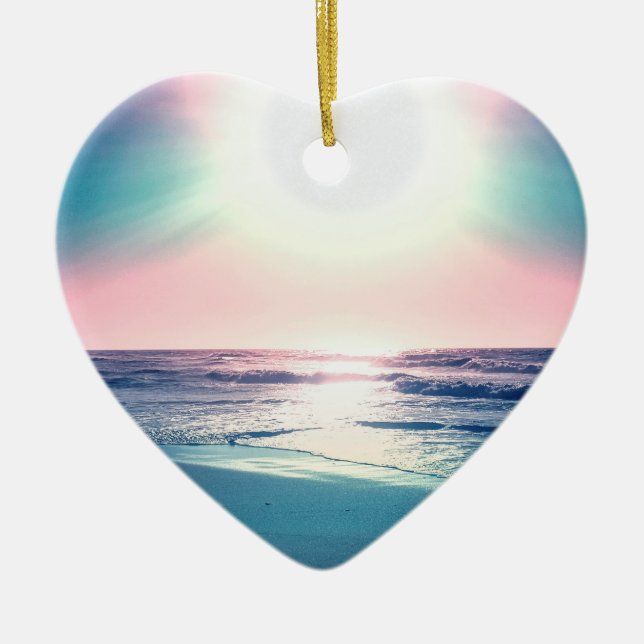 Summer Sea Sunset Tropical Beach Photo Ceramic Ornament (Front)