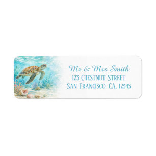 Summer Sea Turtle Watercolor Return Address Label