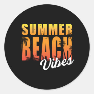Summer Sea Vacation Sun Surf Beach Cool Funny Gift Classic Round Sticker