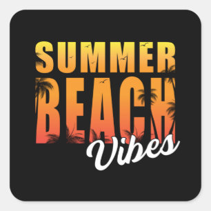 Summer Sea Vacation Sun Surf Beach Cool Funny Gift Square Sticker