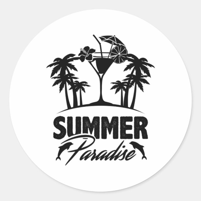 Summer Sea Vacation Surf Beach Sun Funny Gift Idea Classic Round Sticker (Front)