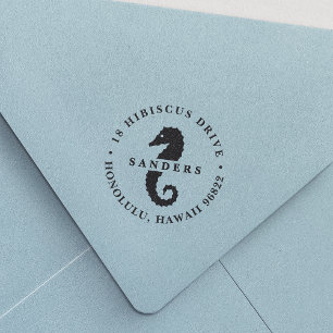 Summer Seahorse Return Address Rubber Stamp