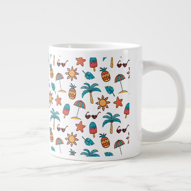 Summer Seamless Pattern Background Large Coffee Mug (Right)