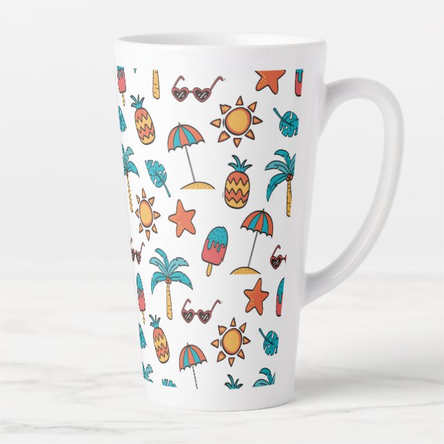 Summer Seamless Pattern Background Latte Mug (Right)