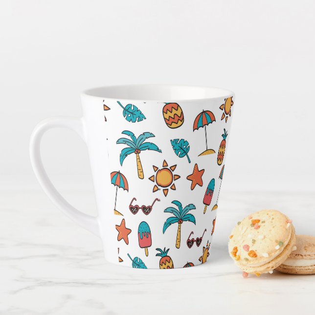 Summer Seamless Pattern Background Latte Mug (In Situ)