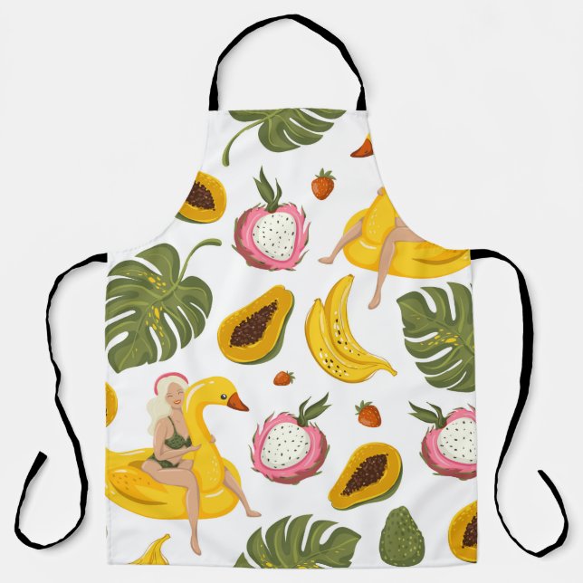 Summer seamless pattern background with exotic fru apron (Front)