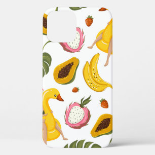 Summer seamless pattern background with exotic fru iPhone 12 case