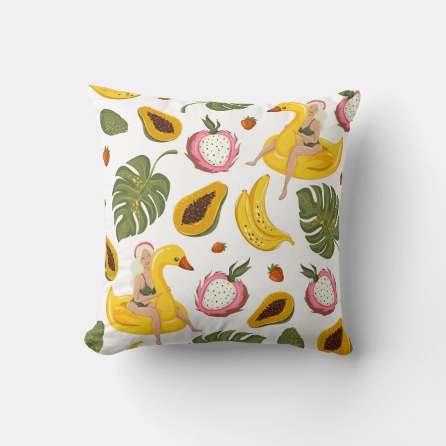 Summer seamless pattern background with exotic fru cushion (Front)