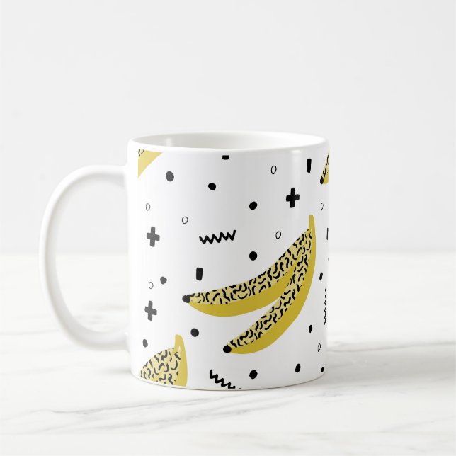 Summer seamless pattern with bananas in pop art st coffee mug (Left)
