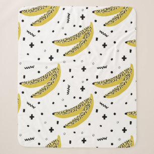 Summer seamless pattern with bananas in pop art st sherpa blanket