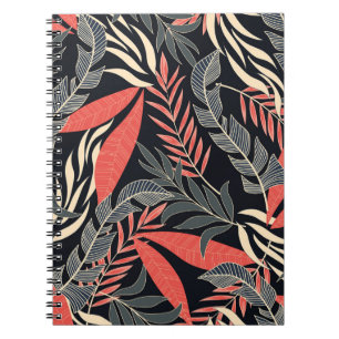 Summer seamless tropical pattern with bright yello notebook