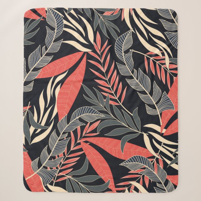 Summer seamless tropical pattern with bright yello sherpa blanket (Front)