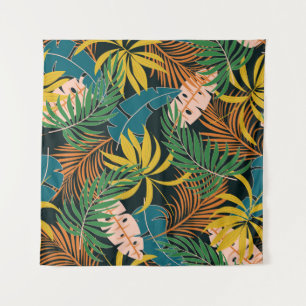 Summer seamless tropical pattern with bright yello tapestry