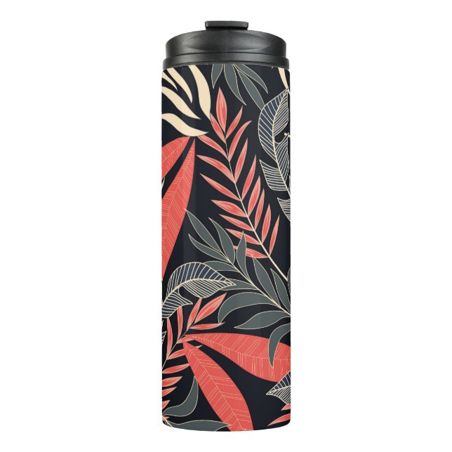 Summer seamless tropical pattern with bright yello thermal tumbler (Front)