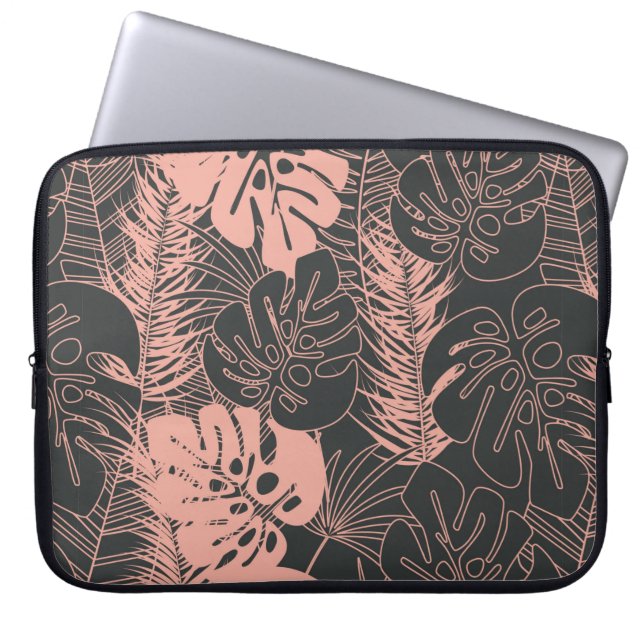 Summer seamless tropical pattern with monstera pal laptop sleeve (Front)