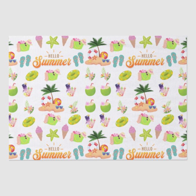 Summer Seamless with Coconut Pattern Tissue Paper (Front)