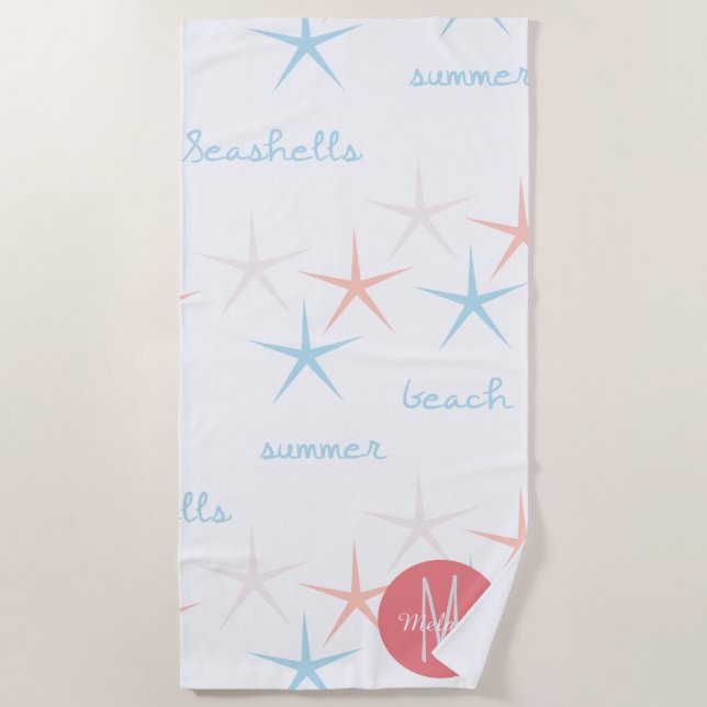 Summer Seashells Beach Starfish Towel (Front)