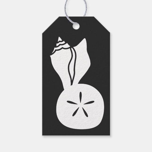 Summer Seashells in Black Gift Tag (Front)
