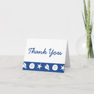 Summer Seashells in Blue Thank You Card