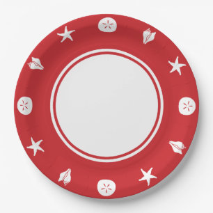 Summer Seashells in Cherry Paper Plate