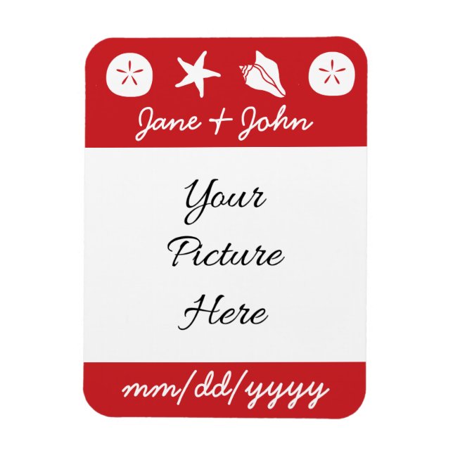Summer Seashells in Cherry Save-the-Date Magnet (Vertical)