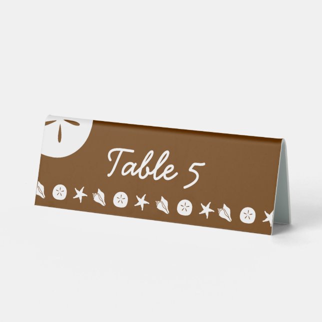 Summer Seashells in Chocolate Table Tent Sign (Front)
