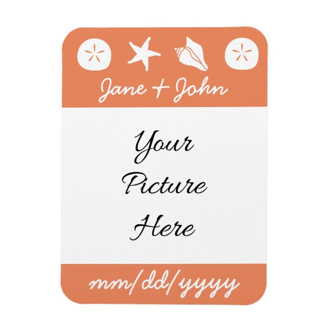 Summer Seashells in Coral Save-the-Date Magnet (Vertical)