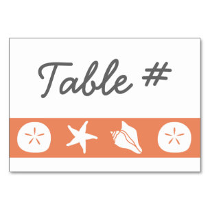 Summer Seashells in Coral Table Card
