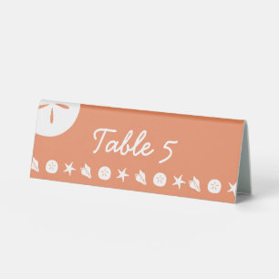 Summer Seashells in Coral Table Tent Sign