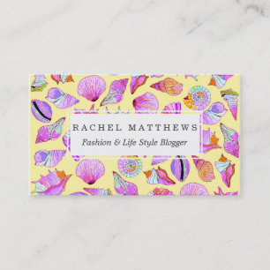 Summer Seashells in Girly Neon Colours Pattern Business Card