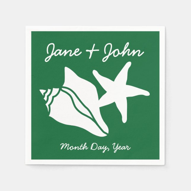 Summer Seashells in Green Napkins (Front)