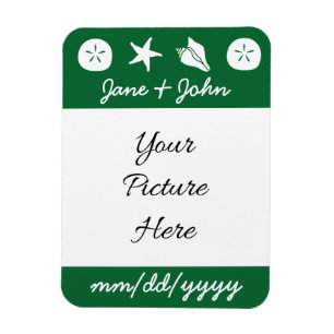 Summer Seashells in Green Save-the-Date Magnet