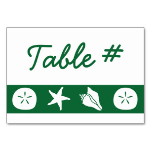 Summer Seashells in Green Table Card