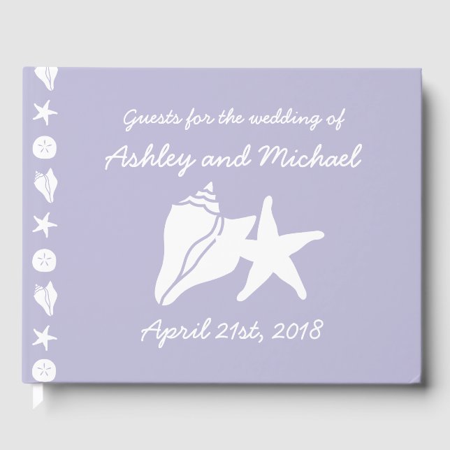 Summer Seashells in Lavender Guest Book (Front)